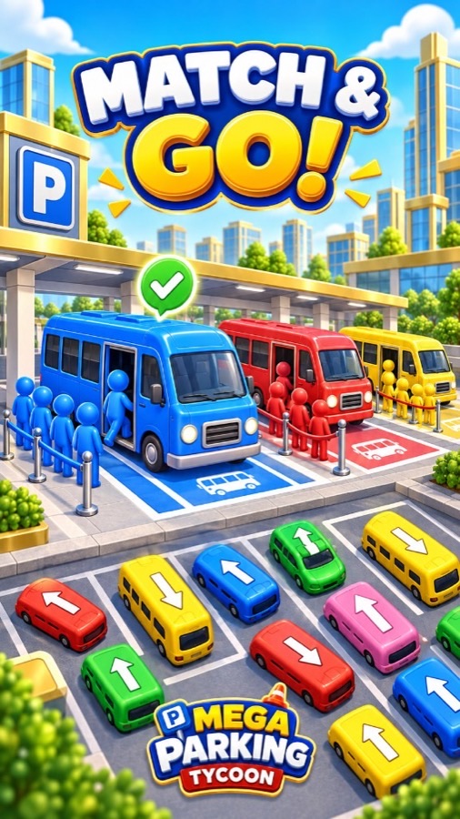 Colorful passengers boarding matching cars